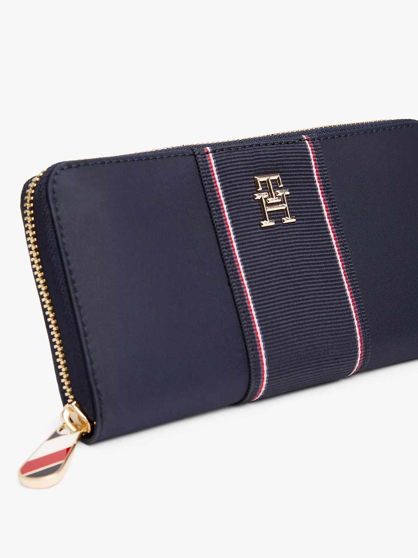 Large Textured Stripe Zip Wallet