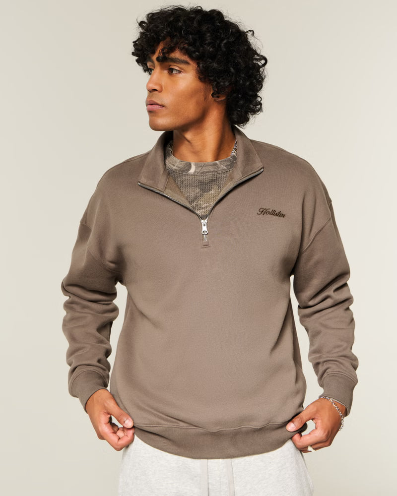 Boxy Logo Quarter-Zip Sweatshirt