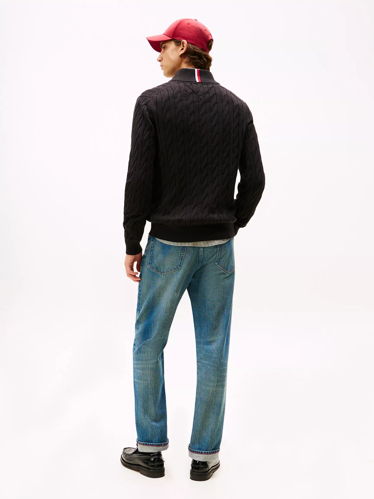 Cable Knit Mockneck Quarter-Zip Sweater