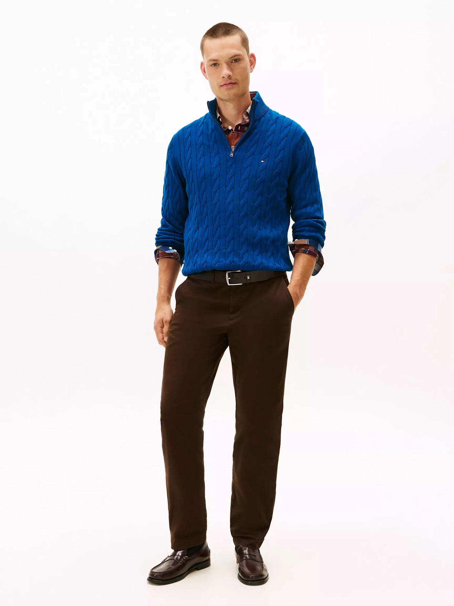 Cable Knit Mockneck Quarter-Zip Sweater