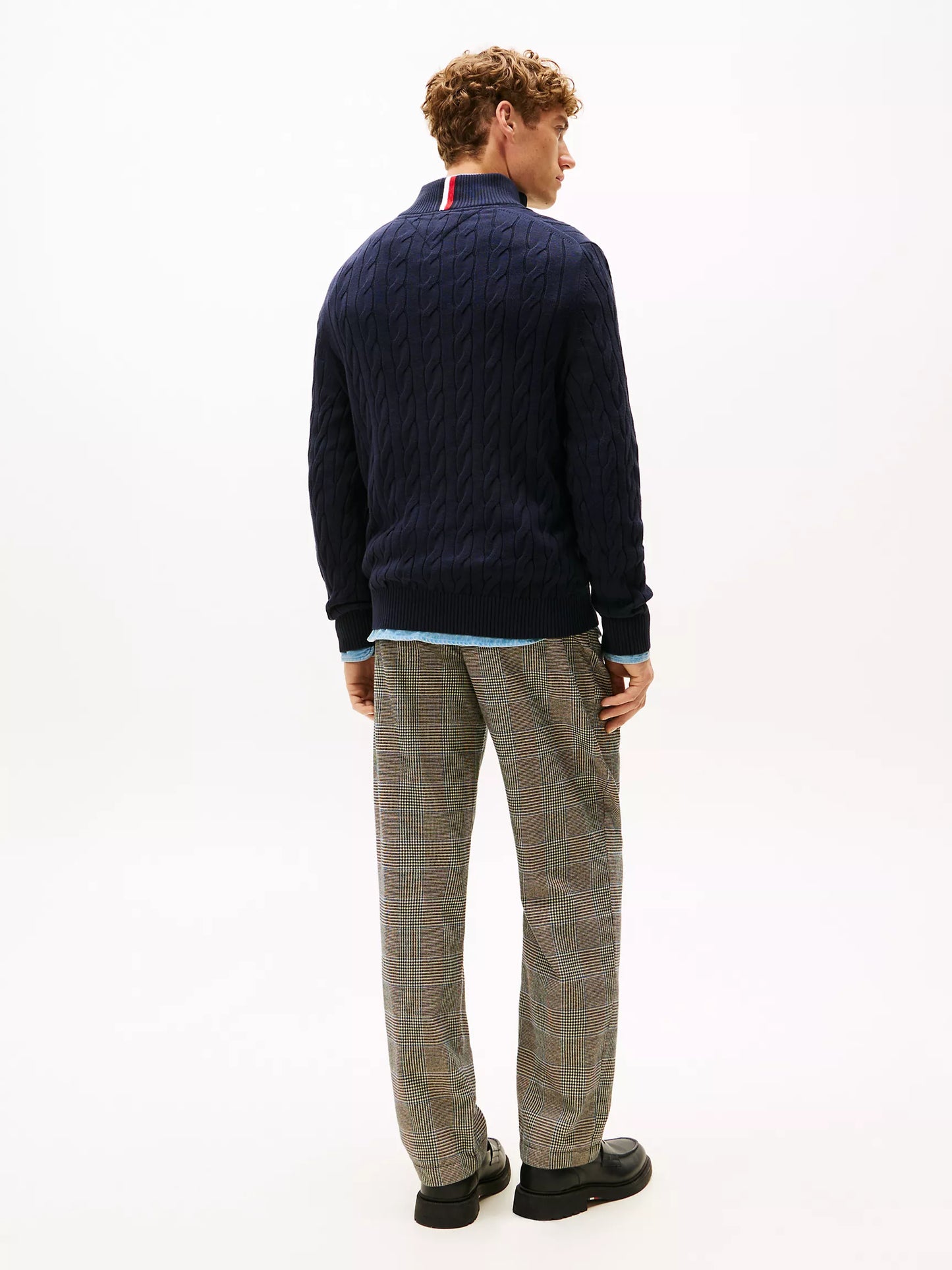 Cable Knit Mockneck Quarter-Zip Sweater