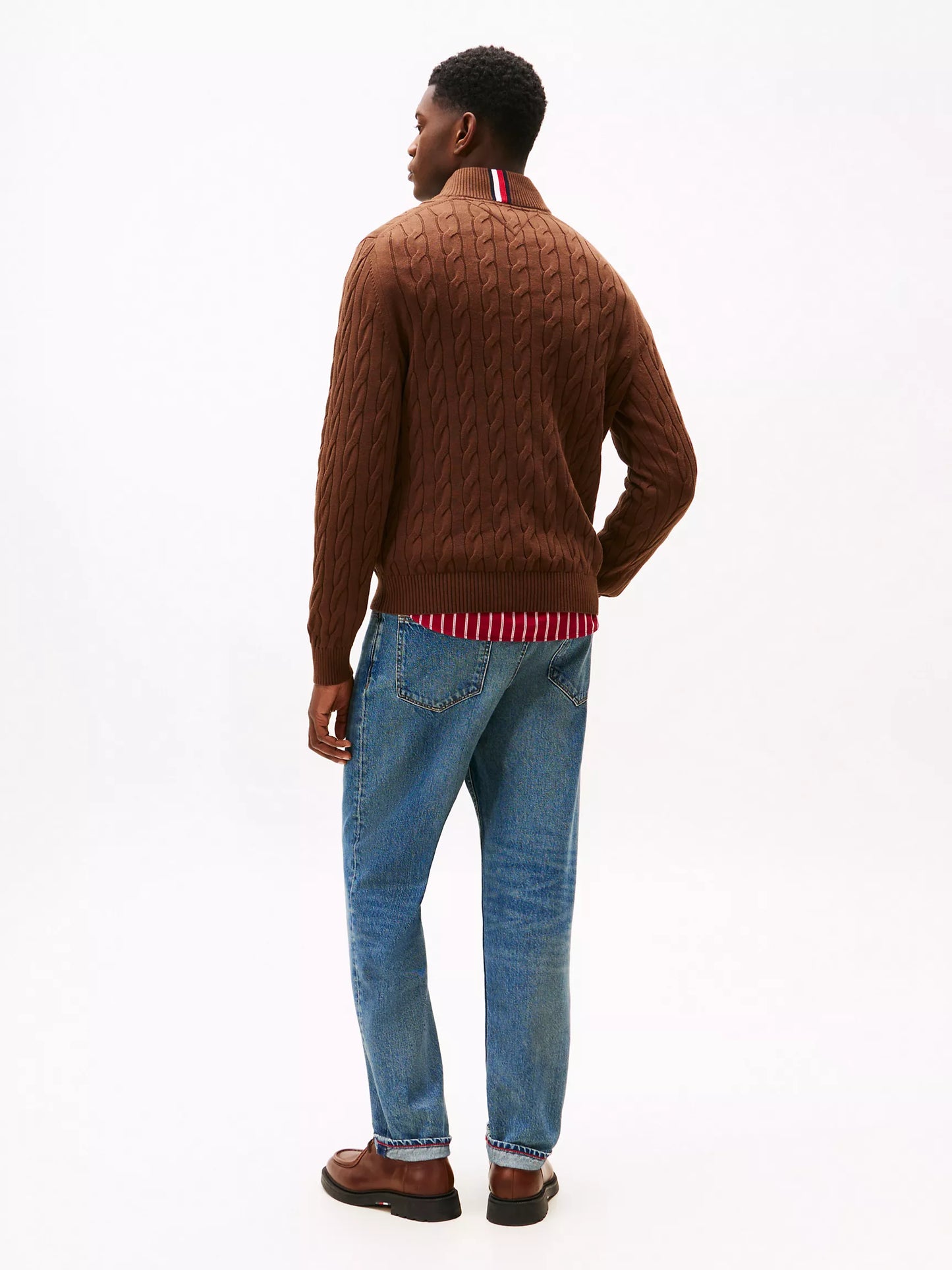 Cable Knit Mockneck Quarter-Zip Sweater