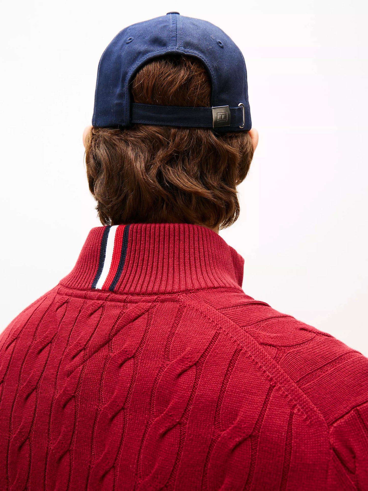 Cable Knit Mockneck Quarter-Zip Sweater