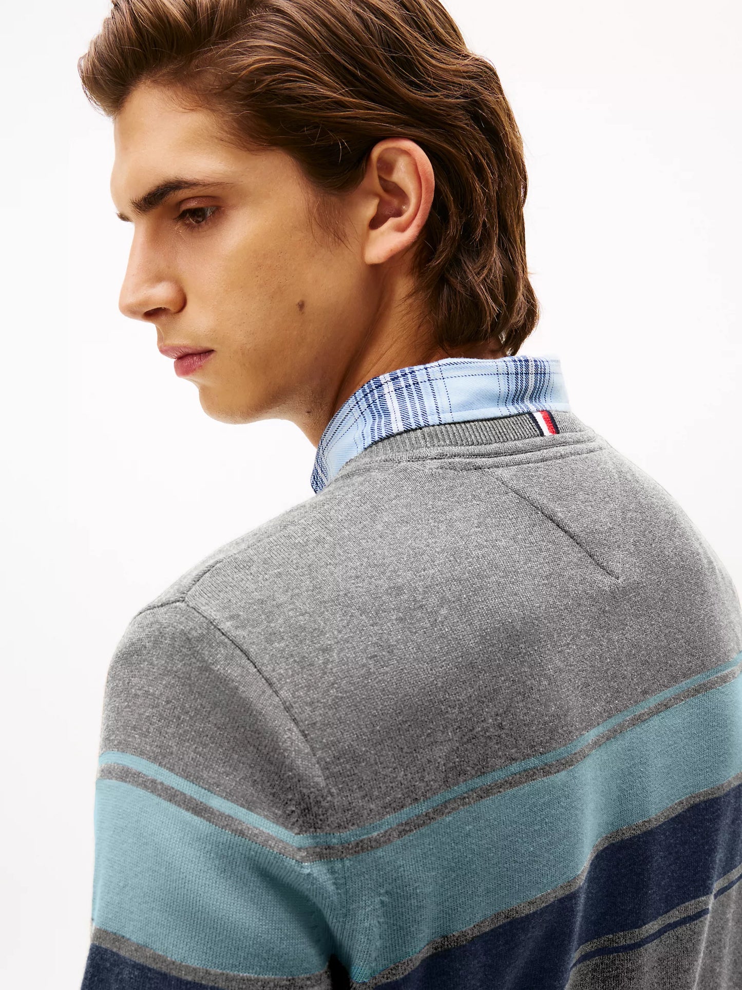 Block-Stripe Crewneck Sweater
