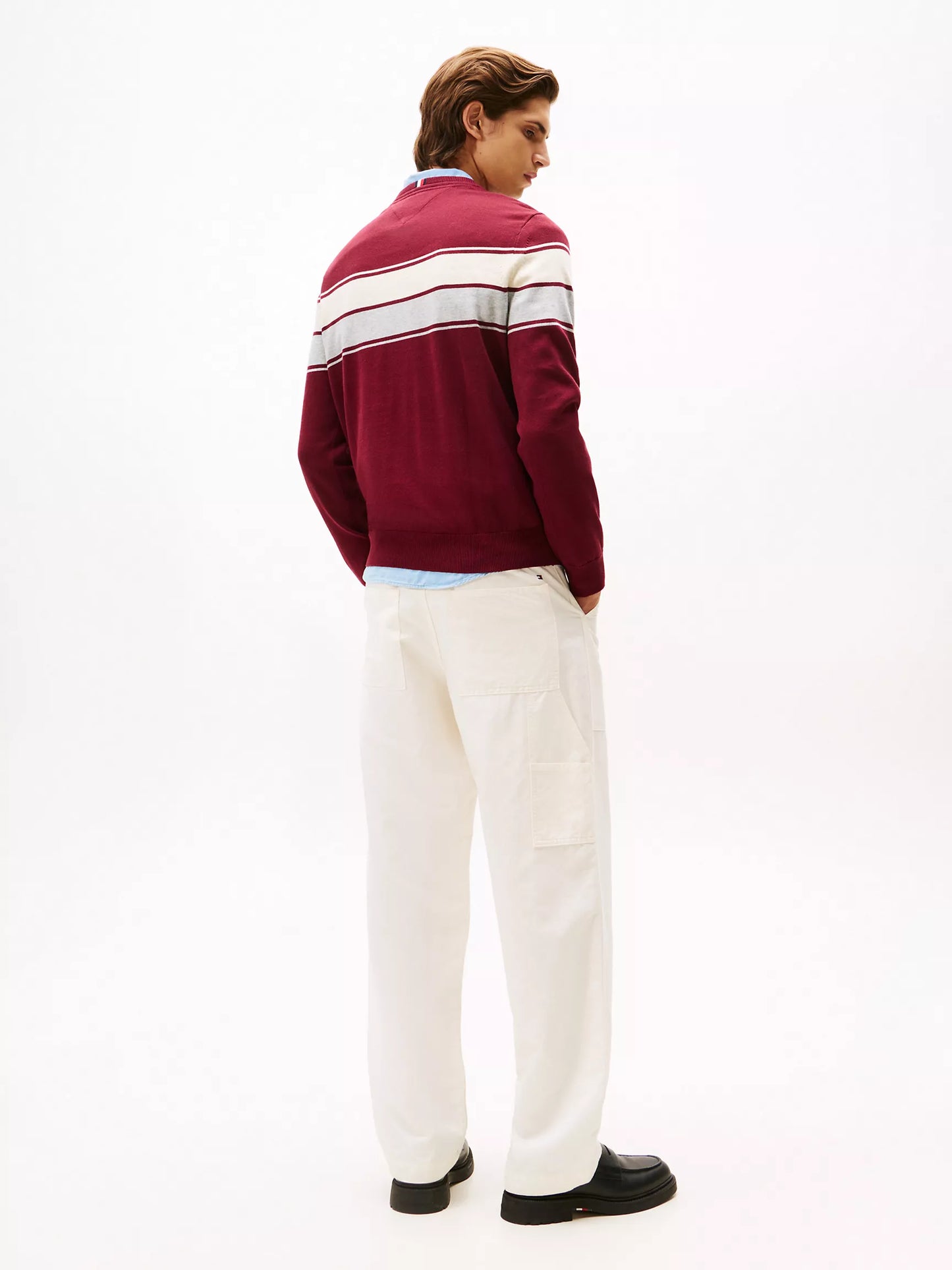Block-Stripe Crewneck Sweater