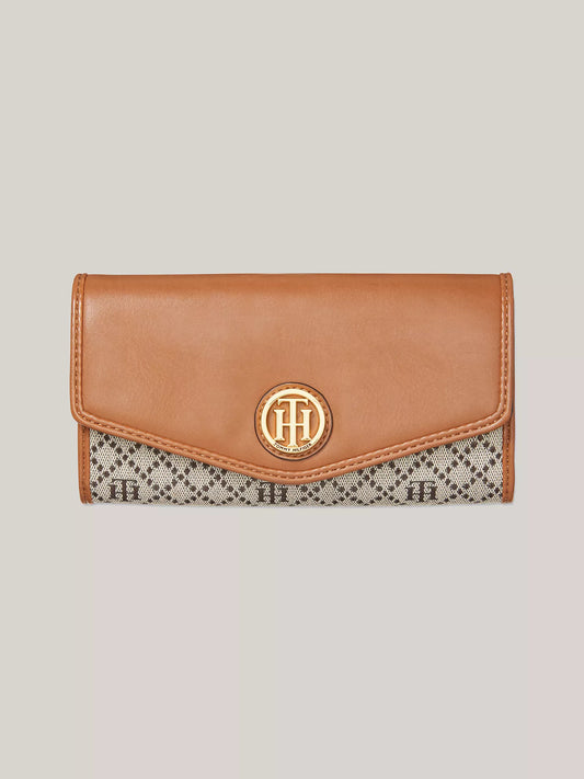 Gold-Tone Monogram Flap Wallet