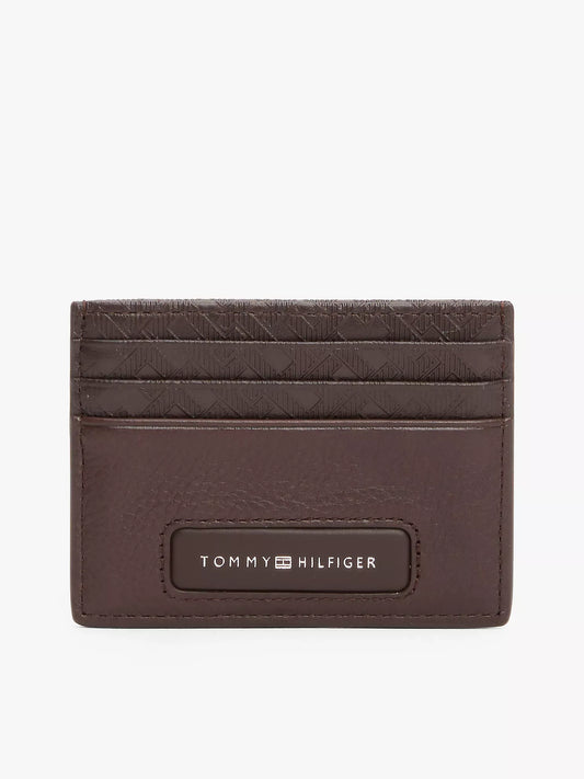 Pebbled Leather Monogram Card Holder