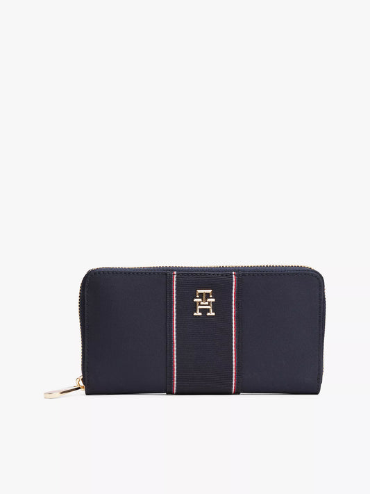 Large Textured Stripe Zip Wallet